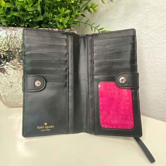 Kate Spade New York Black Bow Bifold Snap‎ Wallet - Picture 5 of 9